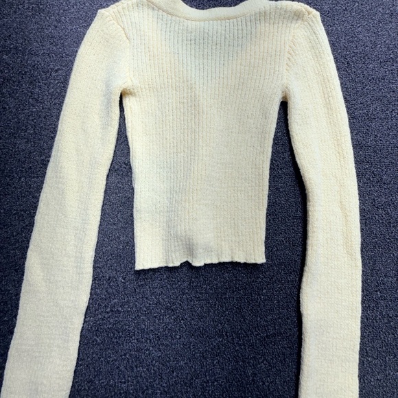 H&M Pale Yellow Ribbed Button-Front Cardigan - Picture 6 of 6